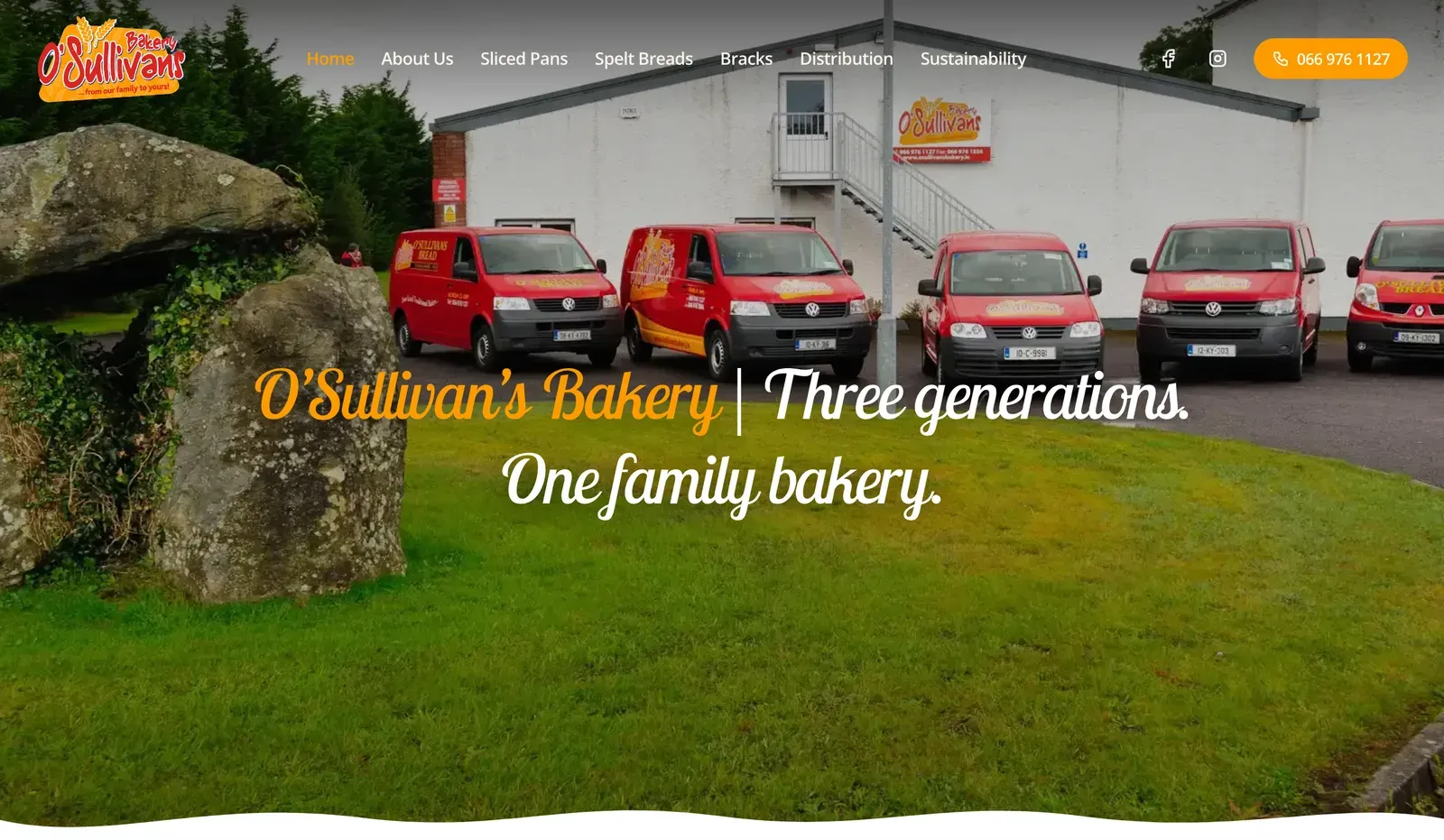 Homepage of the O'Sullivan's Bakery website built by Design My Website